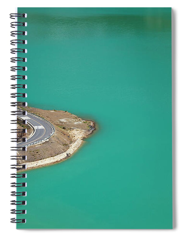 Water's Edge Spiral Notebook featuring the photograph Manla Reservoir, Jiangzi County, Tibet by Loonger