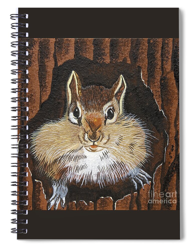 Chipmunk Spiral Notebook featuring the painting Manty by Jennifer Lake