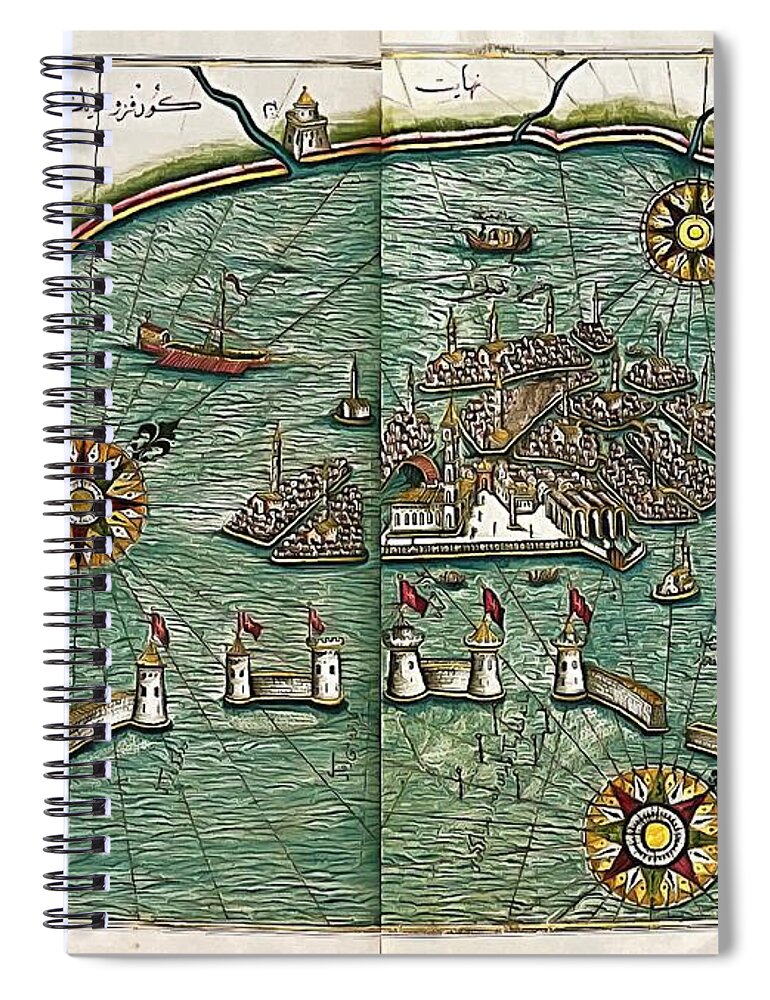 Medieval Map Spiral Notebook featuring the digital art Map of the city of Venice by Dragica Micki Fortuna