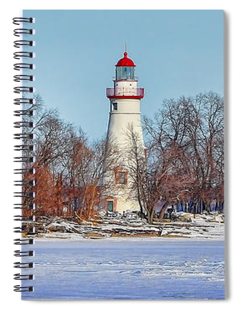 Marblehead Lighthouse Spiral Notebook featuring the photograph Marblehead Lighthouse in Winter by Jack Schultz