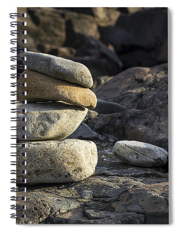 Atlantic Spiral Notebook featuring the photograph Marginal Way Cairn - York - Maine by Steven Ralser