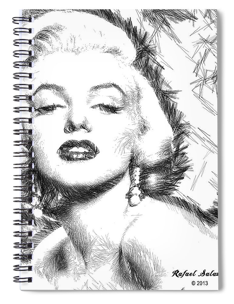 Marilyn Monroe Spiral Notebook featuring the digital art Marilyn Monroe - The One and Only by Rafael Salazar