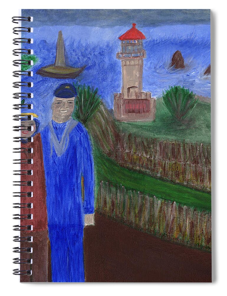 Mariner Spiral Notebook featuring the painting Mariner's Cove by Carol Eliassen
