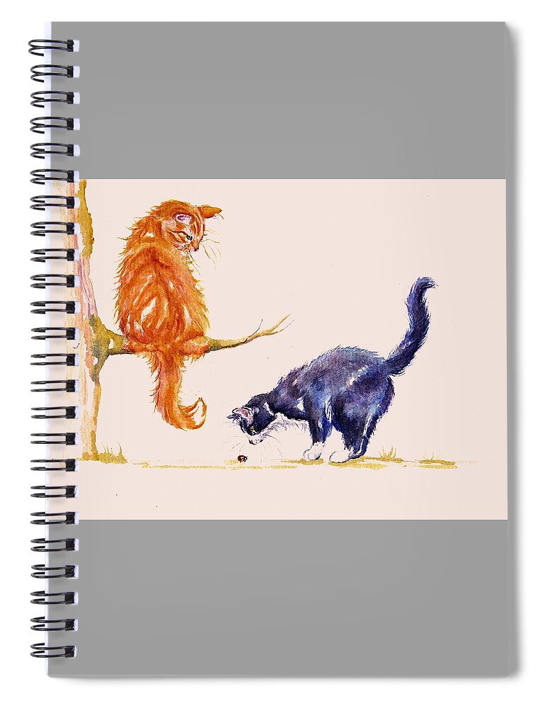 Cats Spiral Notebook featuring the painting Marmalade and Tuxedo by Debra Hall