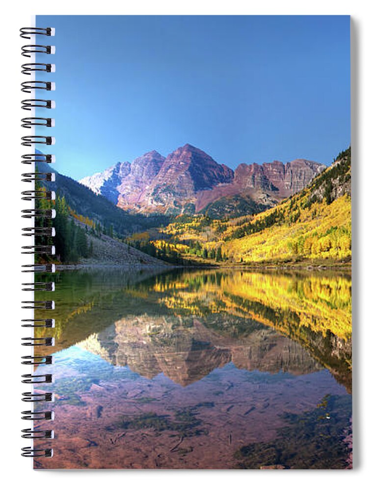 Scenics Spiral Notebook featuring the photograph Maroon Bells In Fall by Dave Soldano Images