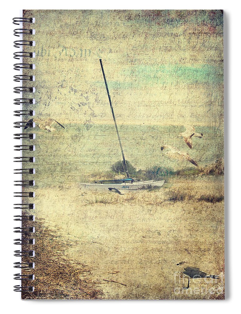 Ship Spiral Notebook featuring the digital art Marooned by Erika Weber