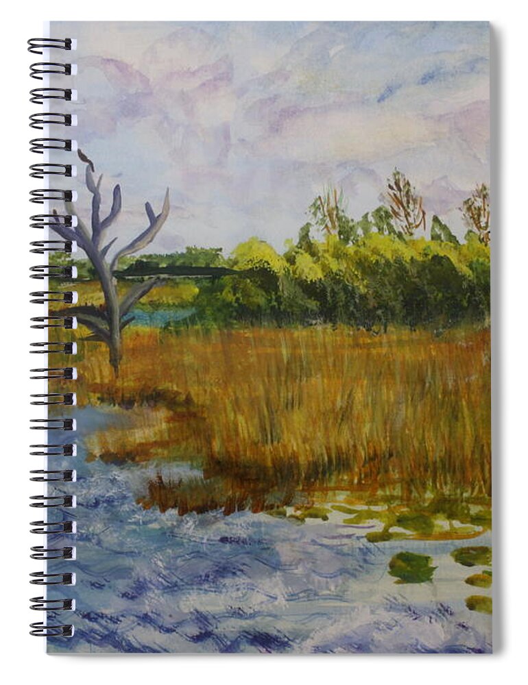 Art Spiral Notebook featuring the painting Marsh at Green Cay by Donna Walsh