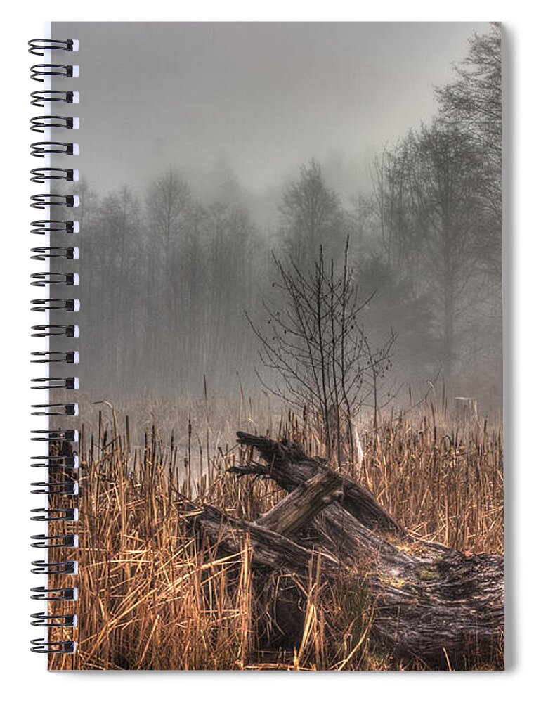 Marsh Spiral Notebook featuring the photograph Marsh In Fog by Randy Hall