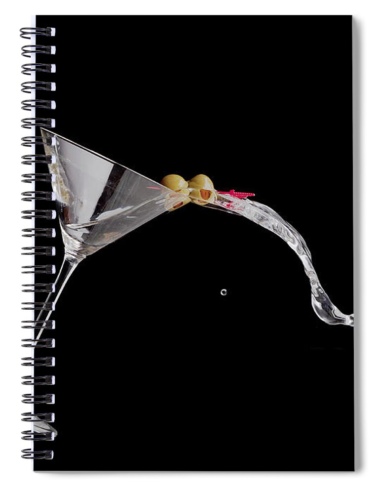 Drink Spiral Notebook featuring the photograph Martini Spill by Alexey Stiop