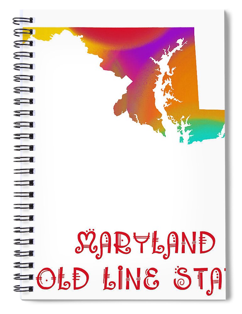 Andee Design Spiral Notebook featuring the digital art Maryland State Map Collection 2 by Andee Design