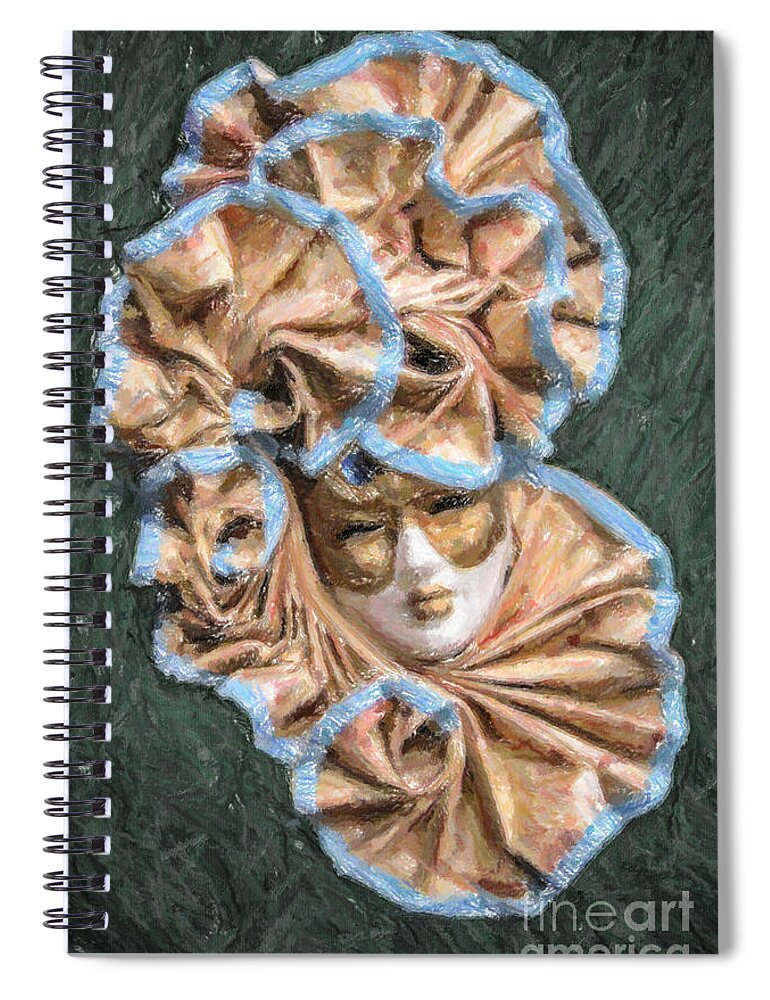 Maschera Di Carnevale Spiral Notebook featuring the digital art Maschera di carnevale by Liz Leyden