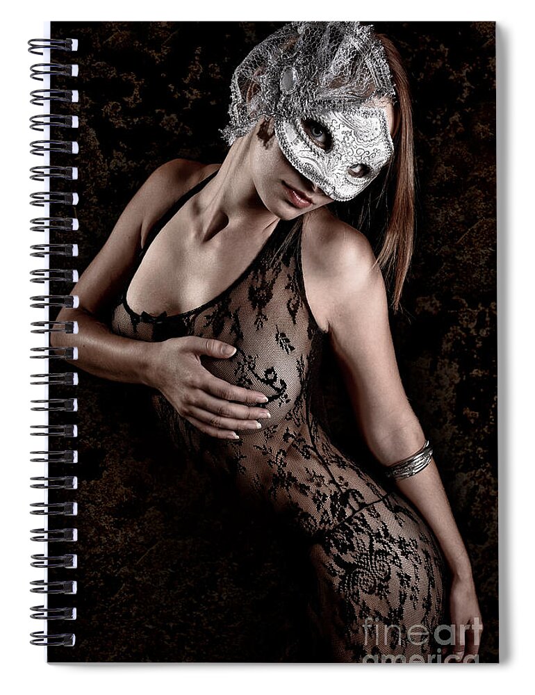 Abdomen Spiral Notebook featuring the photograph Mask and Lace by Jt PhotoDesign