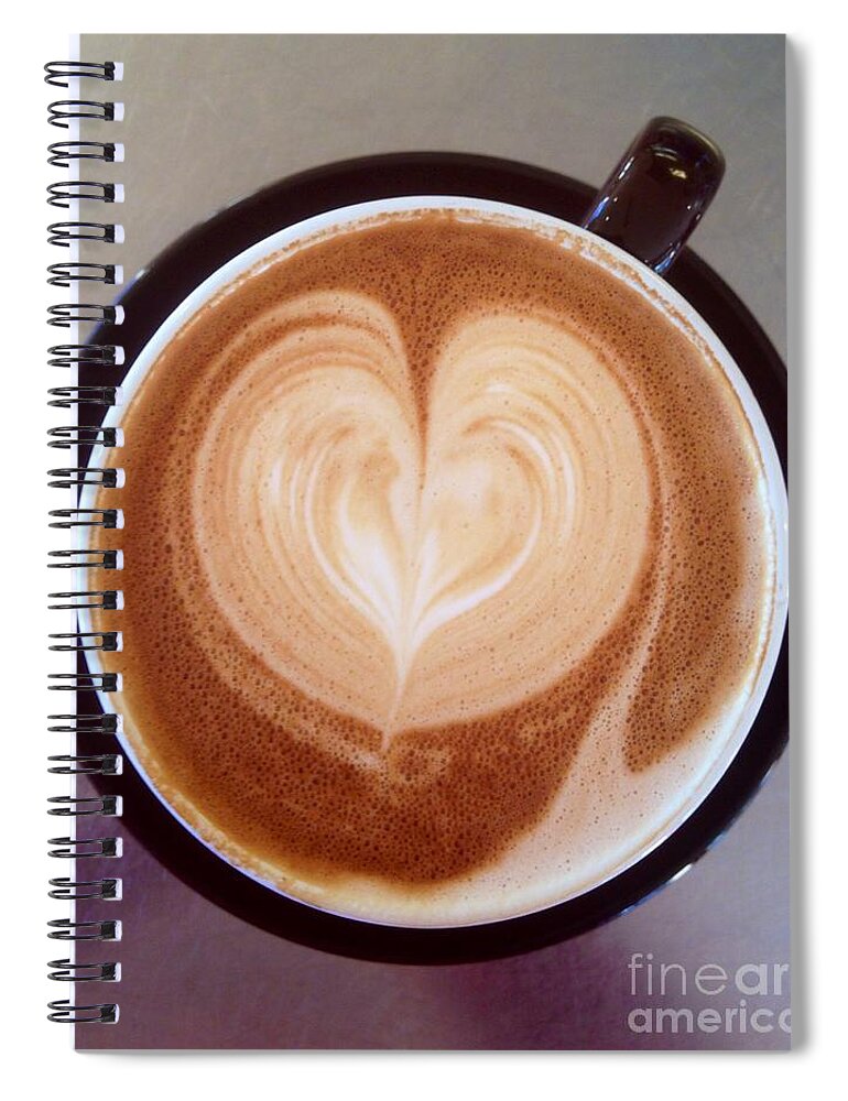  Valentine Heart Spiral Notebook featuring the photograph Matter Of Heart Latte by Susan Garren