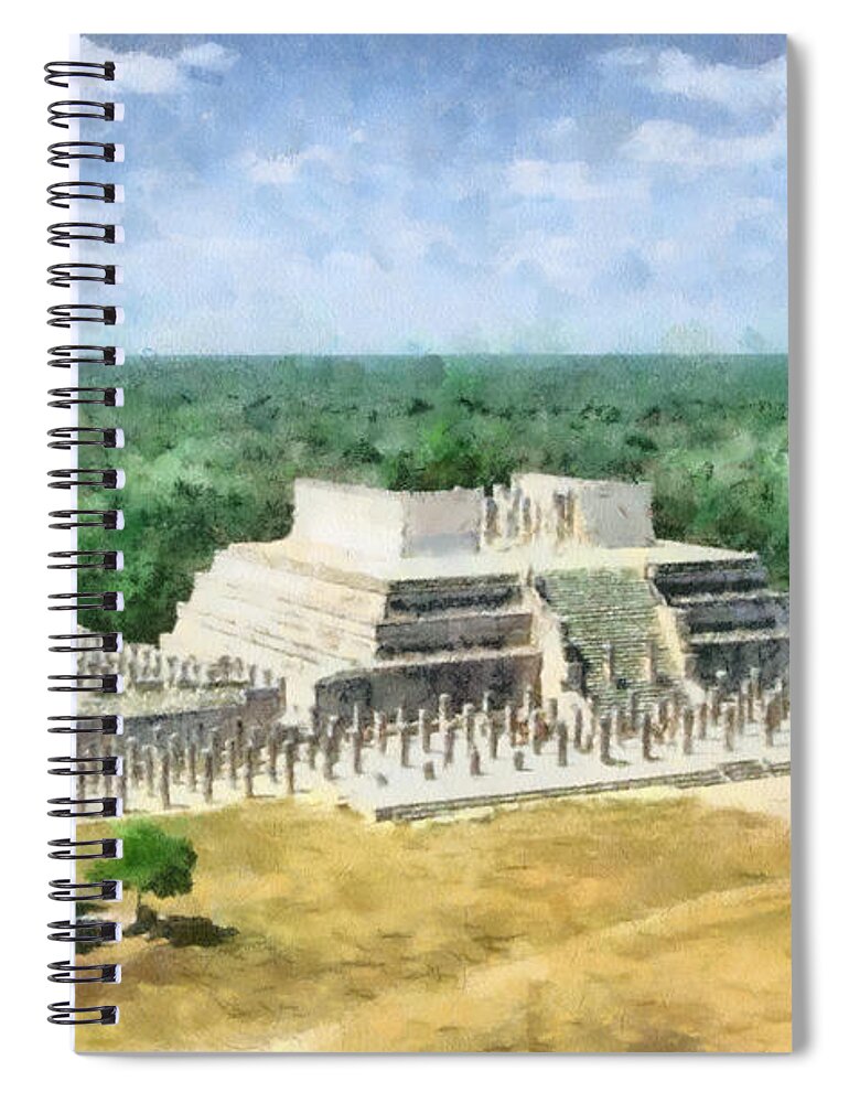 Maya Spiral Notebook featuring the digital art The Plaza of a Thousand Columns 2 by Roy Pedersen