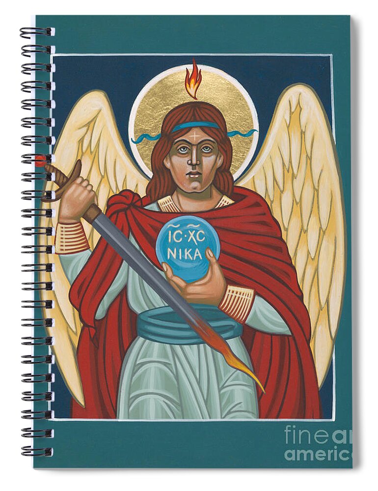 Archangel Michael Spiral Notebook featuring the painting Maya's Archangel Michael 278 by William Hart McNichols