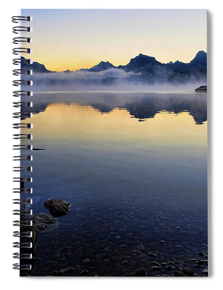 Mcdonald Lake Spiral Notebook featuring the photograph McDonald Lake Sunrise by Gary Beeler