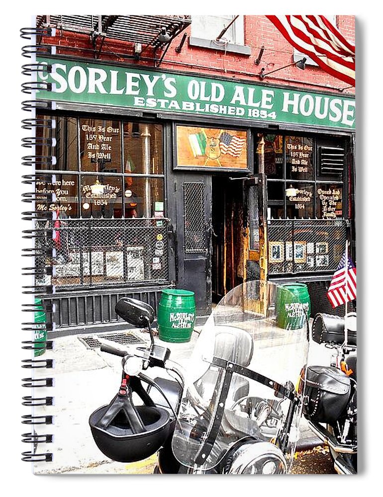 New York Oldest Irish Bar. American Flag Spiral Notebook featuring the photograph McSorley's Old Ale House by Joan Reese