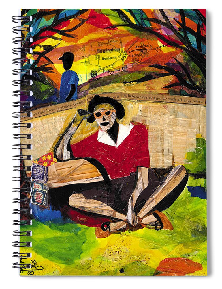 African Mask Spiral Notebook featuring the painting Me and Mom by Everett Spruill