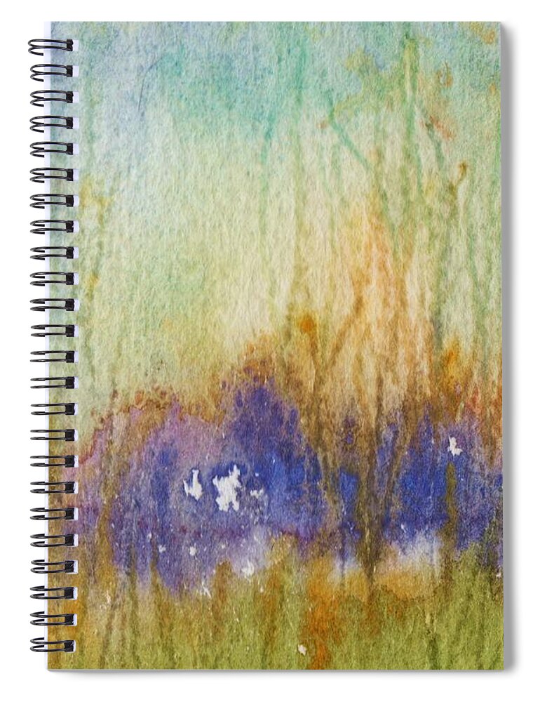 Abstract Spiral Notebook featuring the painting Meadow's Edge by Mary Wolf