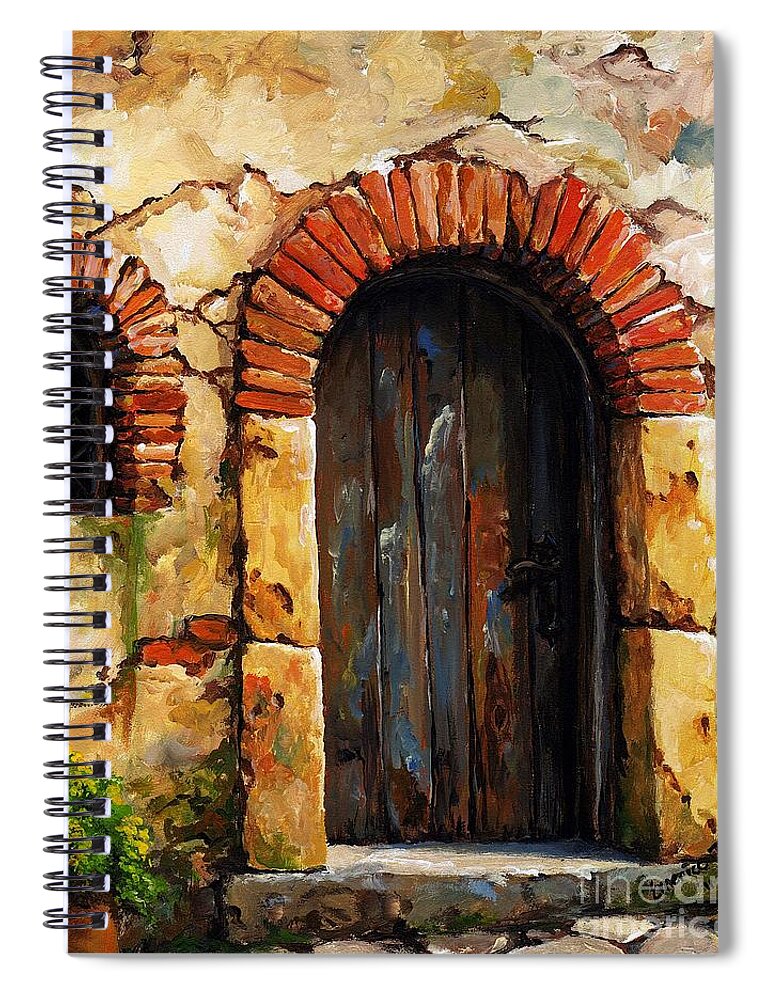 Mediterranean Spiral Notebook featuring the painting Mediterranean portal 02 by Emerico Imre Toth