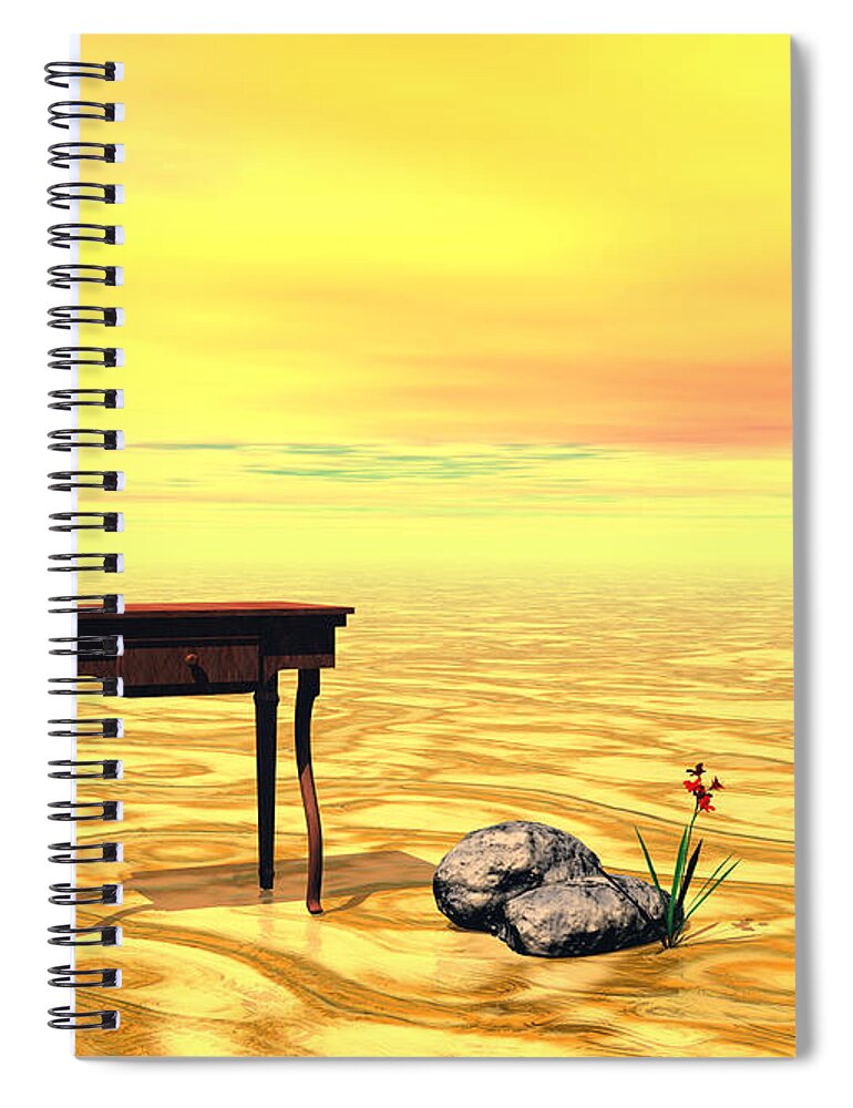 Art Spiral Notebook featuring the digital art Meeting on plain - Surrealism by Sipo Liimatainen