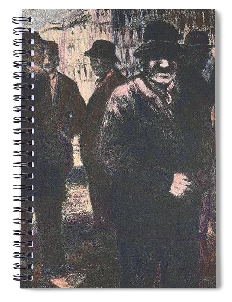 Men Spiral Notebook featuring the drawing Men in Yellow Light by Kendall Kessler