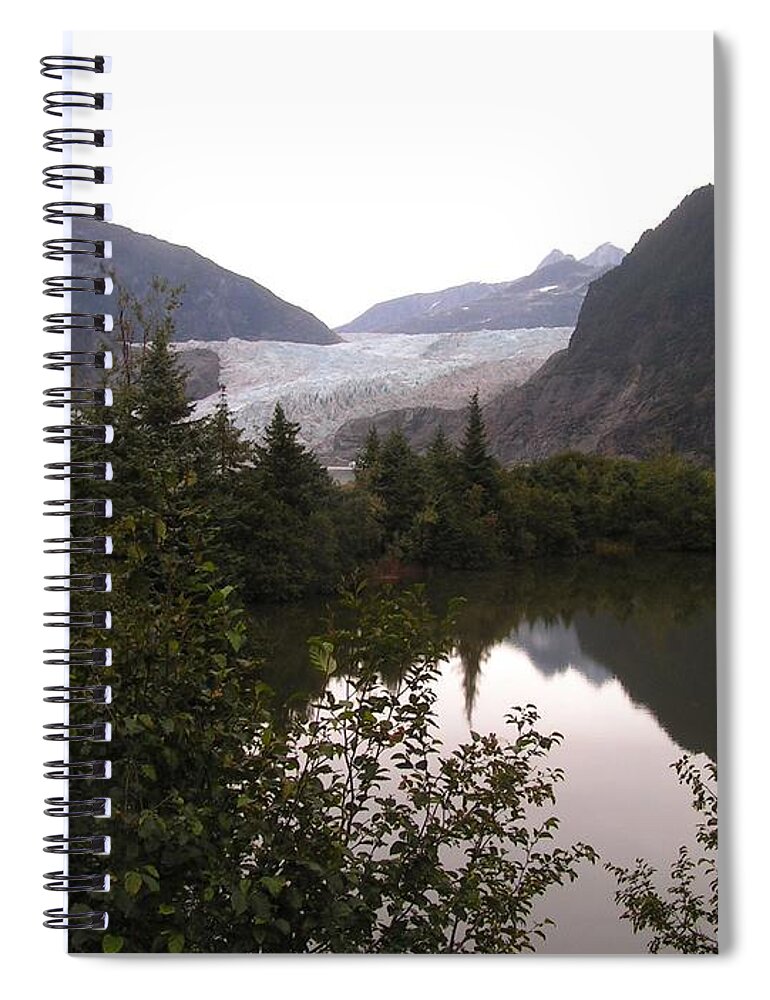 Landscape Photo Spiral Notebook featuring the pyrography Mendenhall Glacier 1 Alaska by Annika Farmer