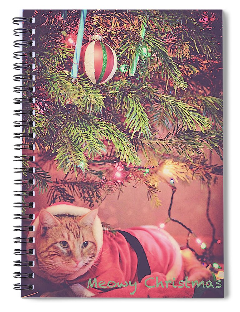 Christmas Spiral Notebook featuring the photograph Meowy Christmas by Melanie Lankford Photography