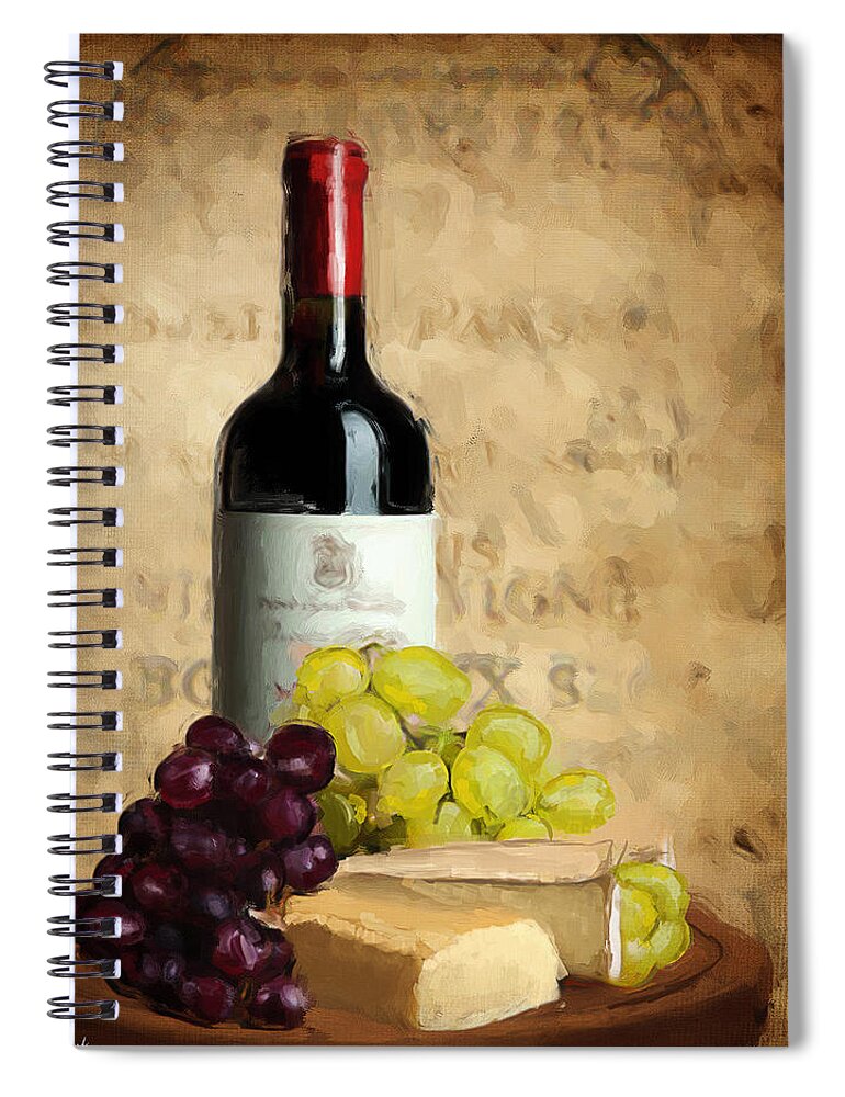 Wine Spiral Notebook featuring the painting Merlot IV by Lourry Legarde