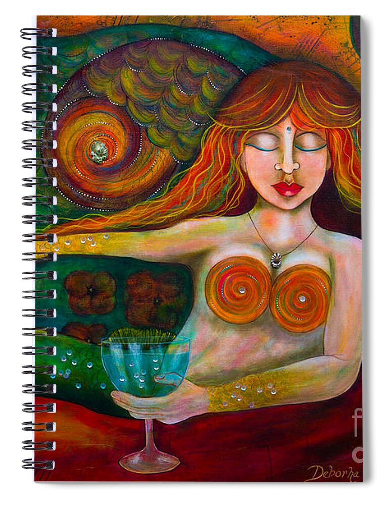 Mermaid Art Spiral Notebook featuring the painting Mermaid Musing by Deborha Kerr