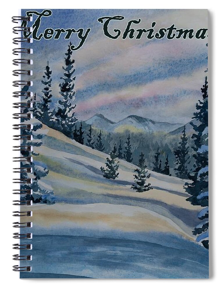 Happy Holidays Spiral Notebook featuring the painting Merry Christmas - Winter Landscape by Cascade Colors
