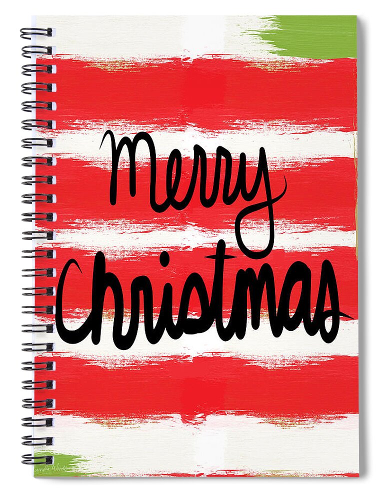 Christmas Card Spiral Notebook featuring the mixed media Merry Christmas- Greeting Card by Linda Woods