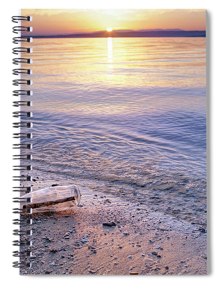 Confusion Spiral Notebook featuring the photograph Message In A Bottle by Vuk8691