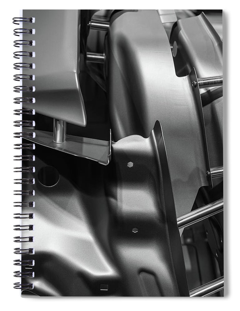 Tin Spiral Notebook featuring the photograph Metal Parts Of A Car In Automotive by Wlad74