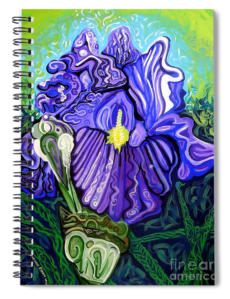 Metaphysicaliris Spiral Notebook featuring the painting Metaphysical Iris by Genevieve Esson