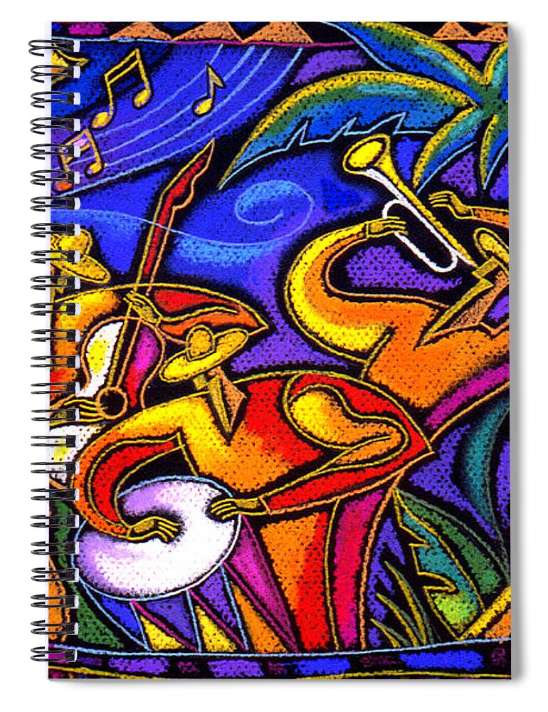 Jazz Paintings Paintings Spiral Notebook featuring the painting Latin Music by Leon Zernitsky