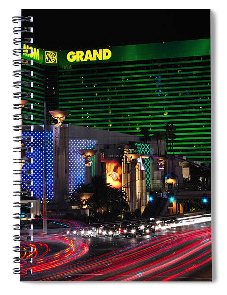 Mgm Spiral Notebook featuring the photograph MGM Grand Hotel and Casino by Eddie Yerkish