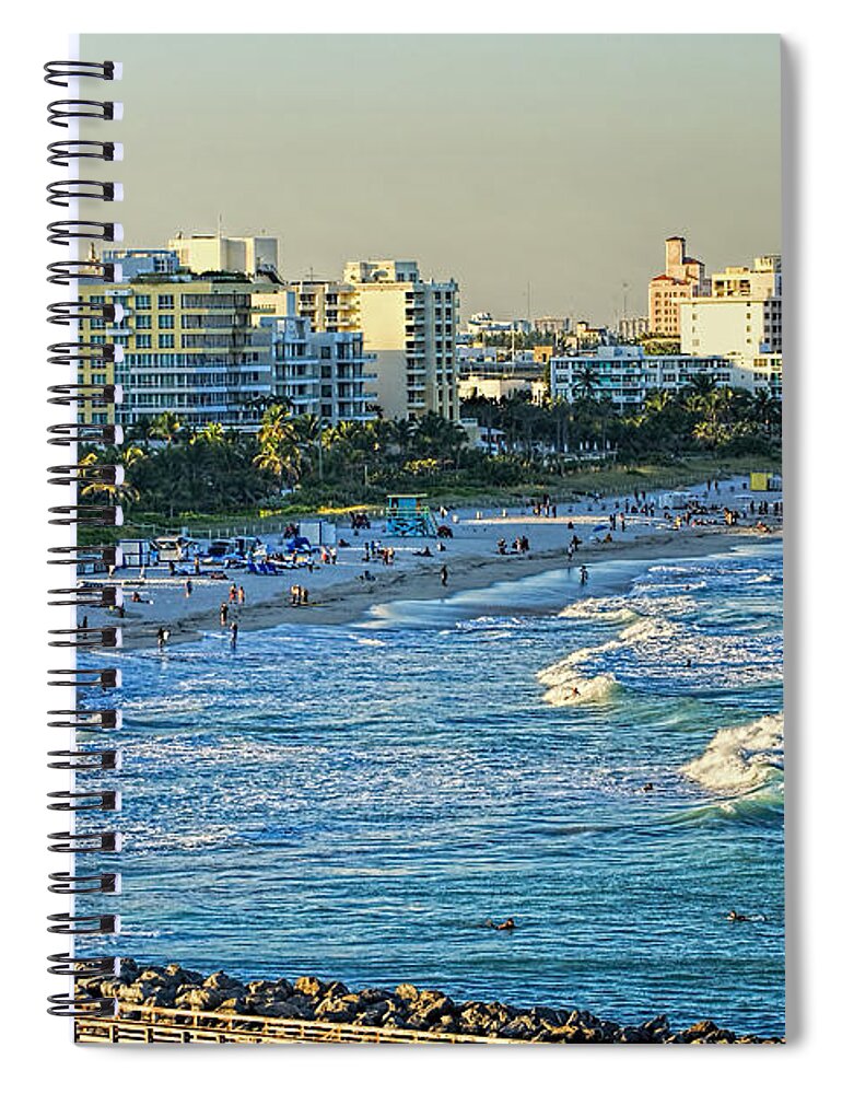 Miami Spiral Notebook featuring the photograph Miami Beach Sunset by Olga Hamilton