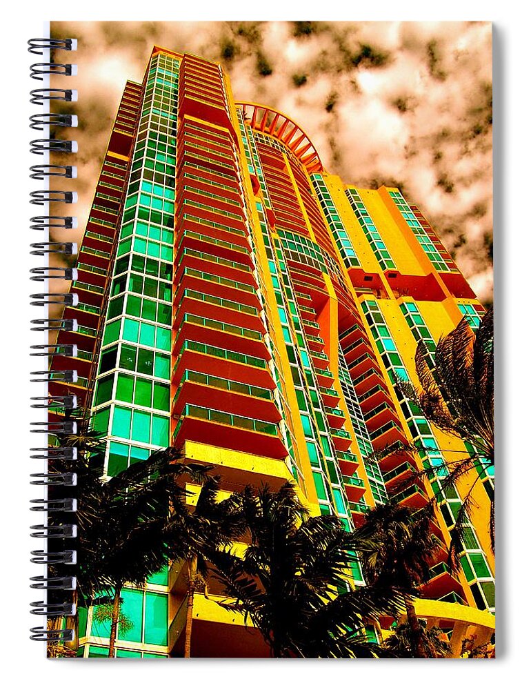 Miami Prints Spiral Notebook featuring the photograph Miami South Pointe II Highrise by Monique Wegmueller