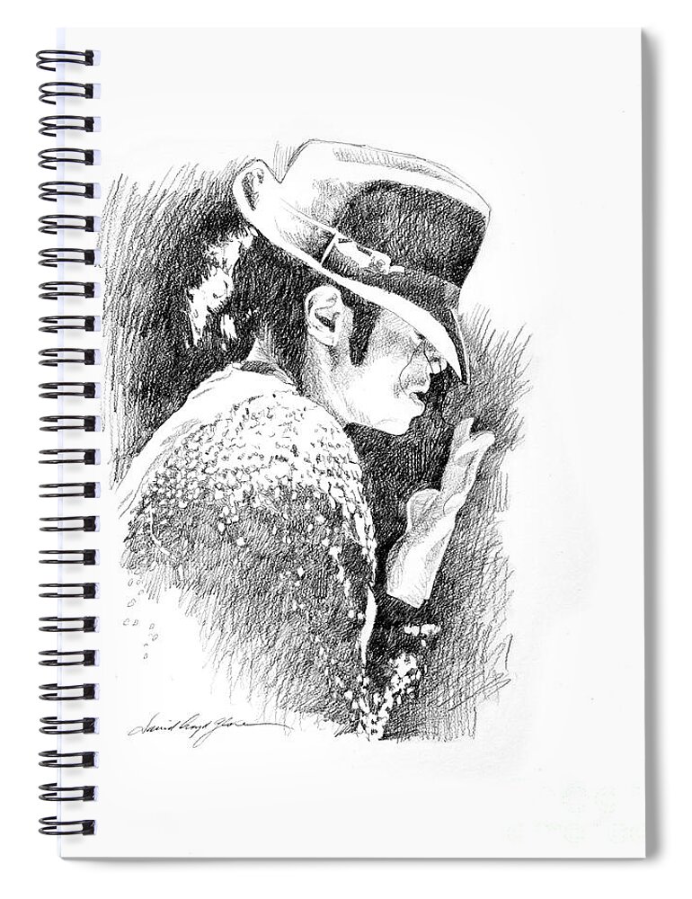 Michael Jackson Spiral Notebook featuring the drawing Michael Jackson Hat by David Lloyd Glover