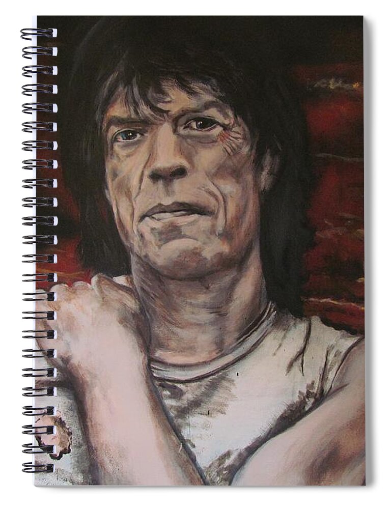 Mick Jagger Spiral Notebook featuring the painting Mick Jagger - Street Fighting Man by Eric Dee