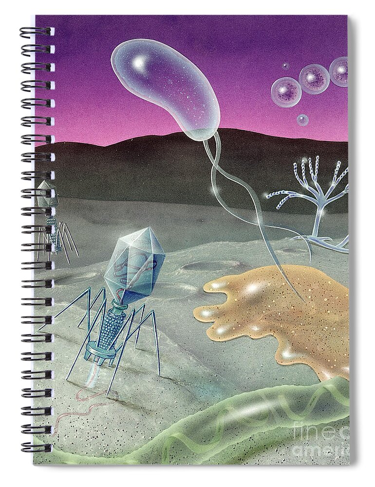 Illustration Spiral Notebook featuring the photograph Microbial Invasion by Carlyn Iverson