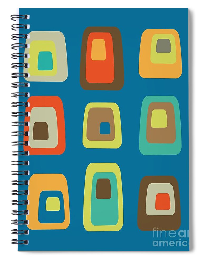 Abstract Spiral Notebook featuring the digital art Mid Century Modern Oblongs by Donna Mibus