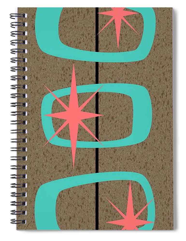 Aqua Spiral Notebook featuring the digital art Mid Century Modern Shapes 7 by Donna Mibus