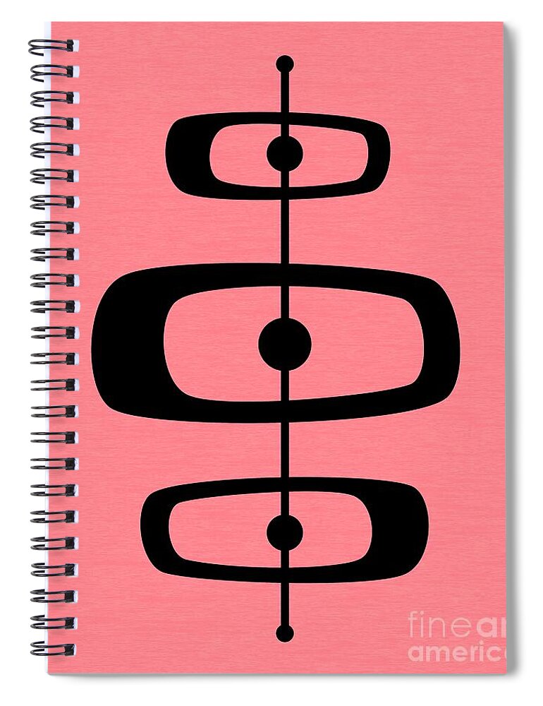 Pink Spiral Notebook featuring the digital art Mid Century Shapes 2 on Pink by Donna Mibus