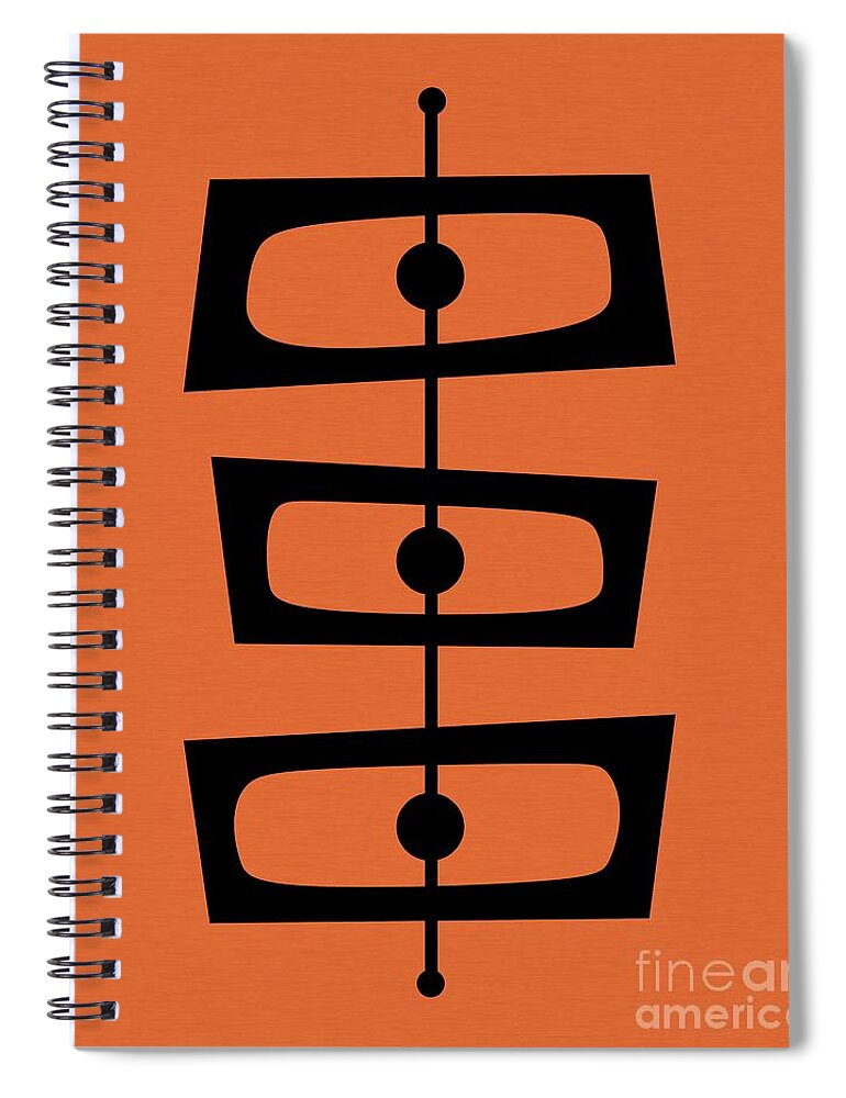 Orange Spiral Notebook featuring the digital art Mid Century Shapes on Orange by Donna Mibus