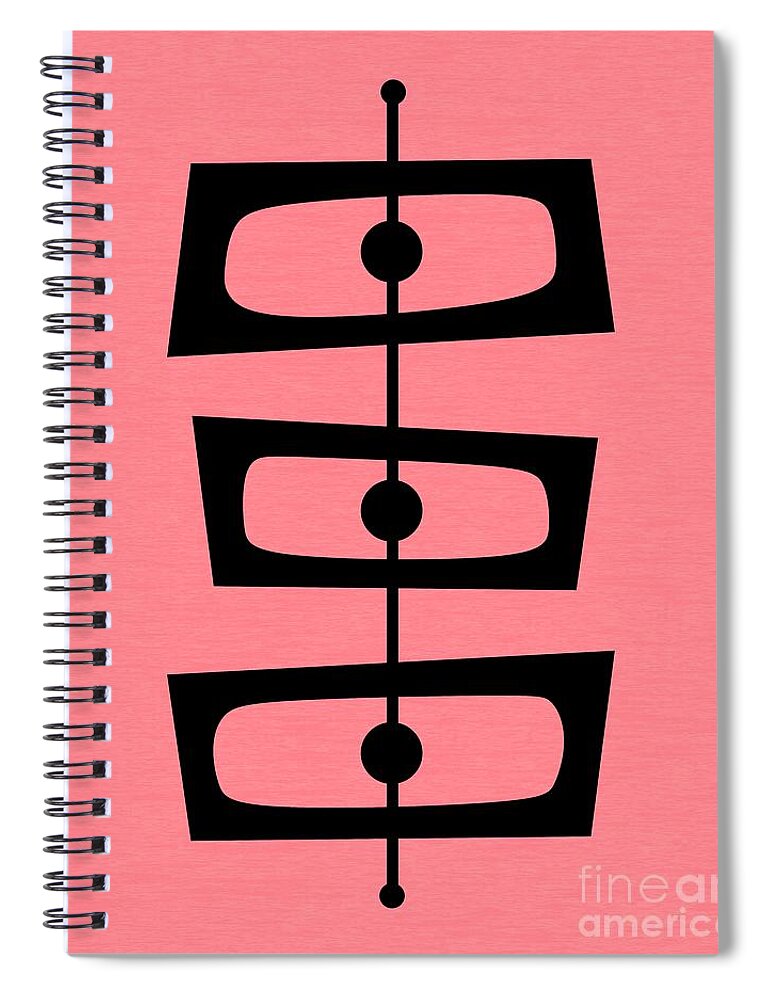 Pink Spiral Notebook featuring the digital art Mid Century Shapes on Pink by Donna Mibus
