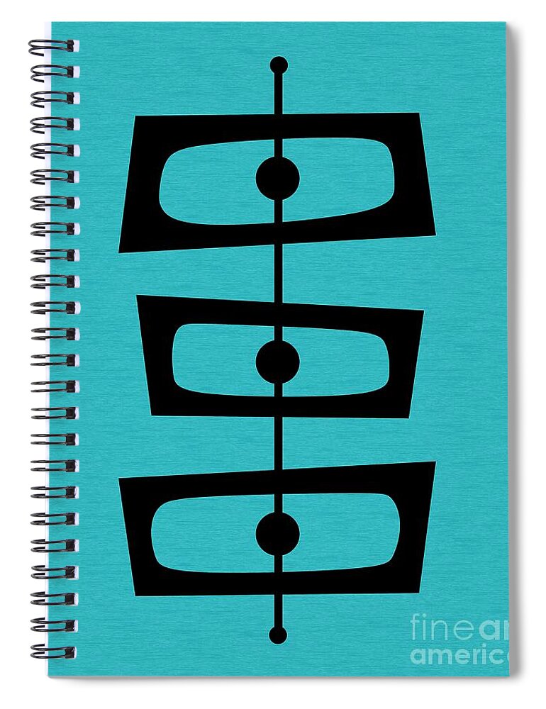 Blue Spiral Notebook featuring the digital art Mid Century Shapes on Turquoise by Donna Mibus