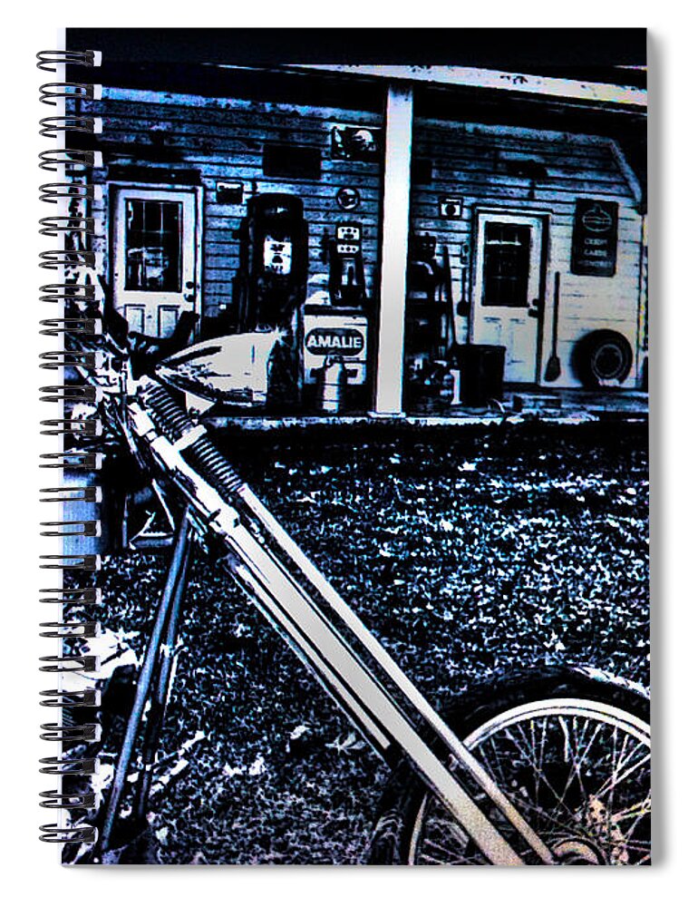 Motorcycle Art Spiral Notebook featuring the mixed media Midnight Blues by Lesa Fine