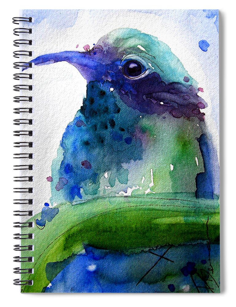 Hummingbird Spiral Notebook featuring the painting Midnight Hummer by Dawn Derman